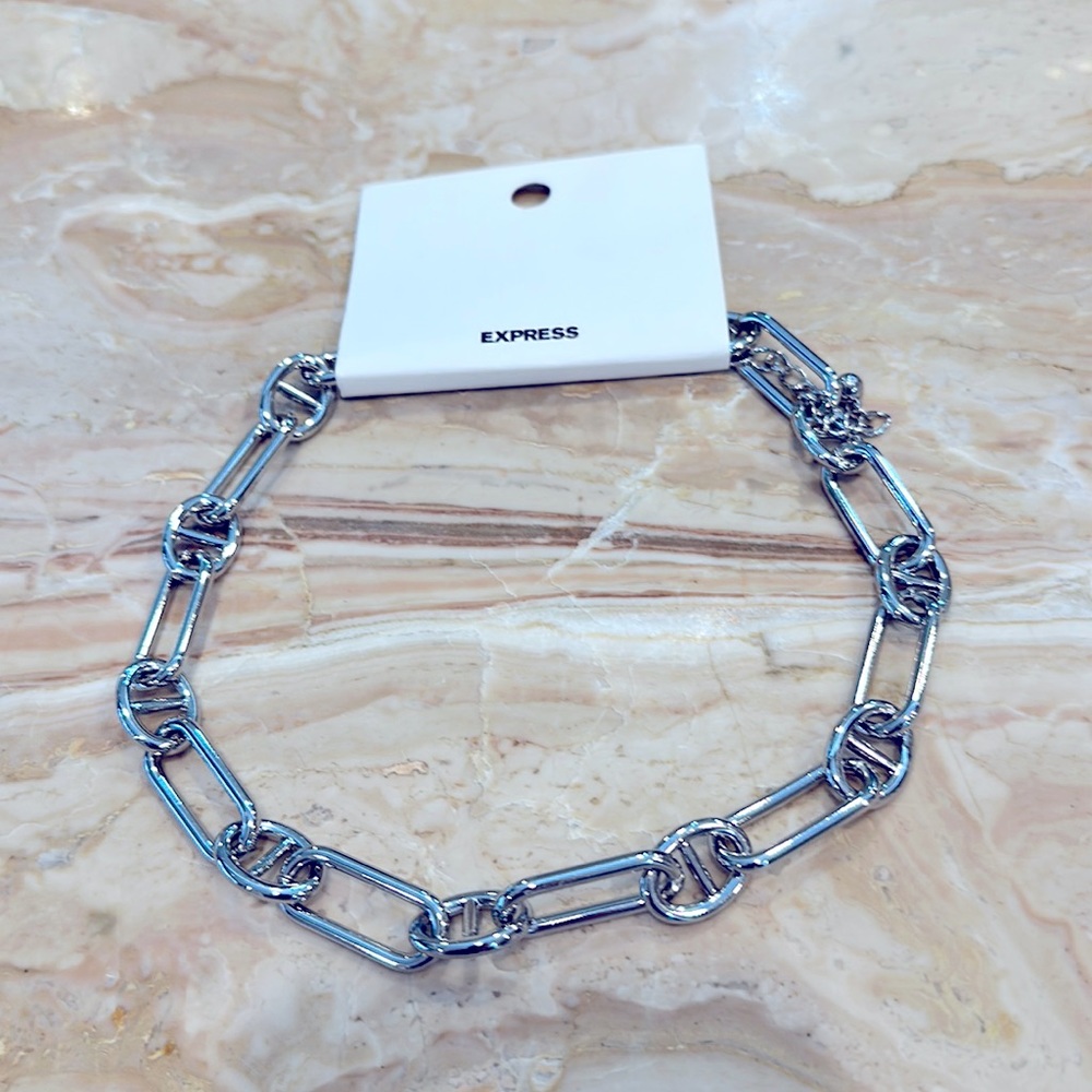 NWT Express silver Cuban link statement necklace